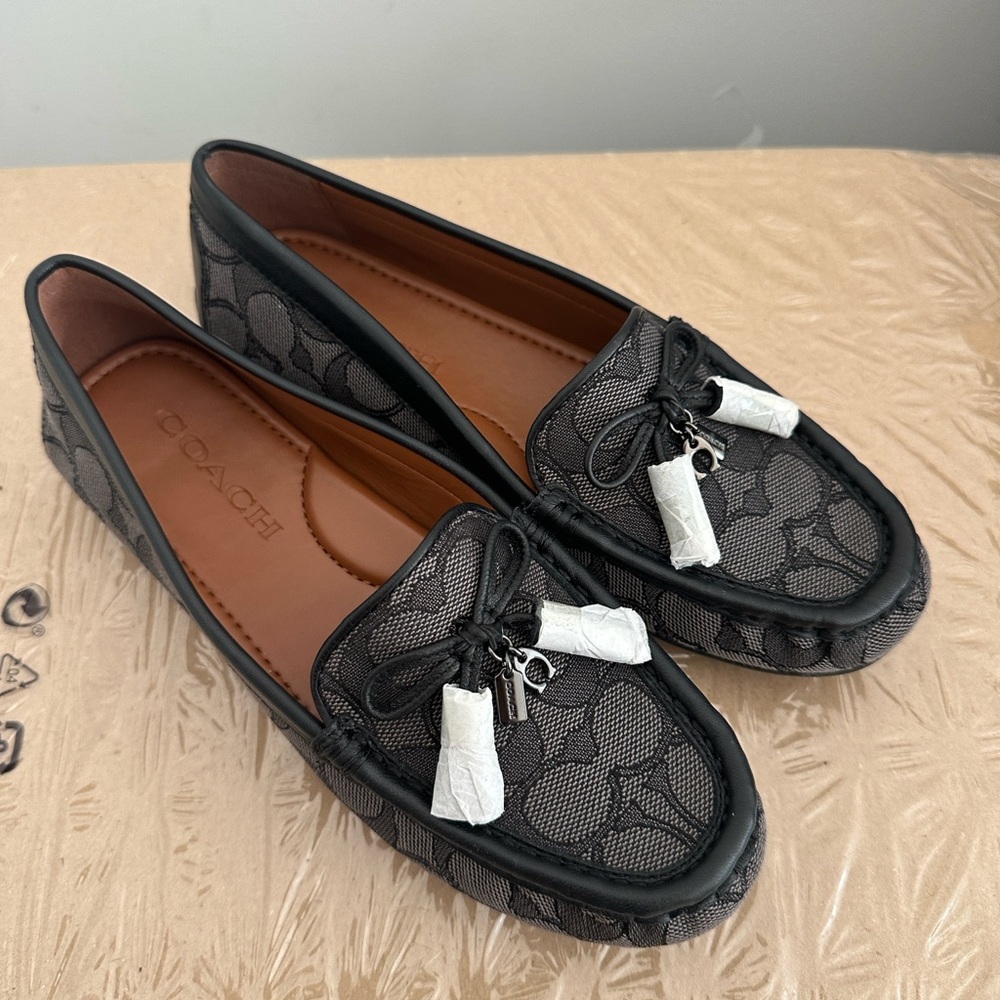 Coach Black and Gray Signature Loafers